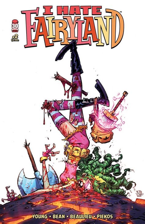 I Hate Fairyland vol 2 #2 [Image] | Cover art by Skottie Young I Hate Fairyland, Love In The Dark, Rocket Groot, Mystery Man, Skottie Young, American Cartoons, Book Cover Design Inspiration, Comic Book Art Style, Western Comics