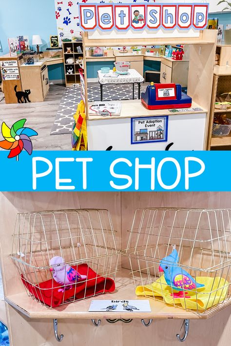 Veterinarian Kindergarten Activities, Animals Dramatic Play Preschool, Pet Shop Preschool Activities, Animal Theme Dramatic Play, Pet Theme Dramatic Play, Vet Shop Dramatic Play, Pet Study Creative Curriculum Centers, Preschool Pet Adoption, Pet Adoption Dramatic Play