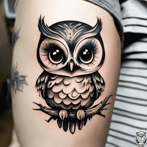 Baby Owl Tattoos, Owl Tattoo Small, Cute Owl Tattoo, Skeleton Hand Tattoo, Owl Tattoo Design, Forearm Tattoo Women, Geniale Tattoos, Tatuaje A Color, Traditional Tattoo Flash