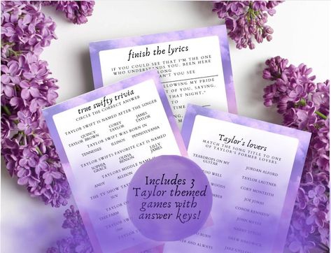 Lover Bridal Shower Games I Taylor Swift Themed Bridal Shower Games - Etsy Finish The Lyrics, Themed Bridal Shower, April Showers, Bridal Shower Theme, Bridal Shower Games, Shower Games, Party Games, Taylor Swift, Bridal Shower