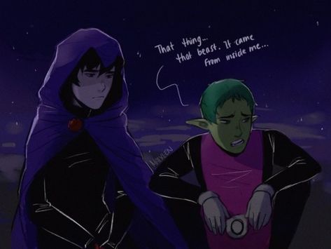 Male Raven X Beastboy, Male Raven, Raven X Beastboy, Raven And Beast Boy, Beast Boy And Raven, Raven Fanart, Raven Beast Boy, Beginning And End, Teen Titan