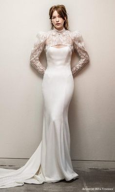 High Neck Wedding Dress Topper, Rivini By Rita Vinieris, Bridal Topper, High Neck Jacket, Rita Vinieris, Second Wedding Dresses, Wedding Inspirasi, Bride Fashion, Sheath Wedding