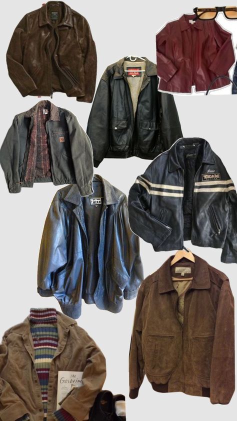 Vintage Jackets Outfit, Vintage Leather Jacket Outfits Women, How To Style Brown Leather Jacket, Grunge Winter Jacket, Downtown Girl Jacket, Outfits With Leather Jackets, Brown Leather Jacket Outfits, Downtown Jacket, Jackets Grunge