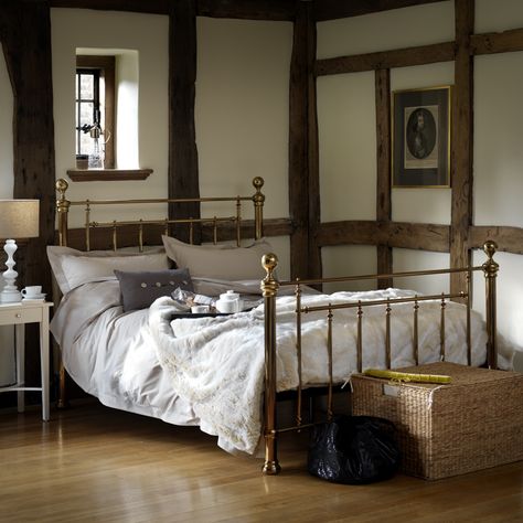 Henley Bedstead Brass English Country Bedroom, Country Bedroom Design, Brass Bed, House Bedrooms, Iron Bed, Vintage Bedroom, Cottage Interiors, Country Bedroom, Spare Bedroom