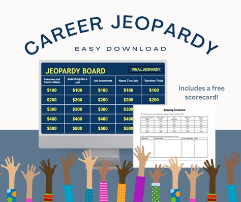 Test your knowledge of different careers with this fun and interactive Jeopardy! game. The game is fully editable, so you can customize it to fit your needs. Perfect for teachers, students, and anyone else who wants to learn more about College And Career Activities Middle School, Career Games For High School, Coaching Activities, Career Activities, Tips For High School, Career Exploration Activities, Exploration Activities, Facs Classroom, Classroom Preparation