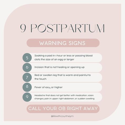 Postpartum Warning Signs You Need to Know 👇🏻 While you’re still in the hospital notify your nurse immediately of any of these signs! And when you get discharged home if you notice any of these signs you need to go to the hospital or notify your OB immediately! 1️⃣ chest pain 2️⃣ shortness of breath or trouble breathing 3️⃣ Seizures (you can still get preeclampsia and eclampsia postpartum) 4️⃣ inappropriate thoughts towards yourself, others, or your baby. (Always seek help immediately) 5️... Inappropriate Thoughts, Postpartum Care, Shortness Of Breath, In The Hospital, Chest Pain, Newborn Care, The Hospital, Warning Signs, Postpartum