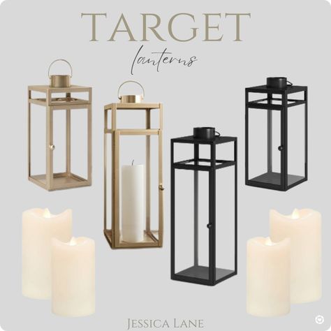 Indoor or Outdoor lanterns by Threshold at Target. home decor, lanterns, led candles, porch decor, patio decor, outdoor space decor, spring and summer decor Follow me in the @LTK shopping app to shop this post and get my exclusive app-only-content! #liketkit #LTKSeasonal #LTKstyletip #LTKhome @shop.ltk https://liketk.it/3ZZU8 Porch Candle Lanterns, Outdoor Lanterns Patio Backyards, Black Lanterns On Porch, Tall Lantern Decor, Front Porch Lantern Decor, Porch Lanterns Decor, Lanterns On Porch, Outdoor Lantern Ideas, Outdoor Lanterns Patio