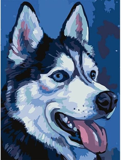 Paint Cartoon, Husky Drawing, Dog Diy, Paint By Numbers, Stitching Art, Diy Dog Stuff, Cartoon Kids, Mosaic Crafts, Paint By Number