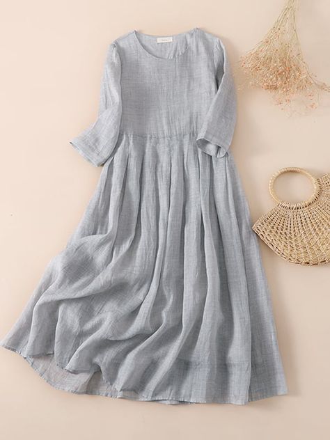 linerset Elegant Casual Dress, Mid Calf Dresses, Women's Robe, High Waist Dress, Maxi Robes, Maxi Dress Cotton, Linnet, Vestido Casual, Mode Vintage