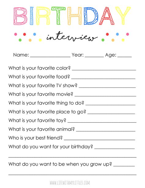 Page 1 Birthday Interview Printable, Preschool Birthday, Birthday Interview, Prek Ideas, Birthday Bulletin Boards, Birthday Things, Happy Birthday Printable, Birthday Traditions, Birthday Activities