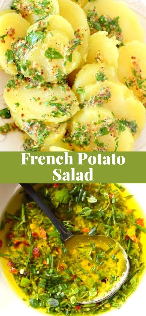 French Potato Salad, French Potatoes, Vegan French, Mustard Vinaigrette, Salad Soup, Potato Salad Recipe, French Cooking, Potatoe Salad Recipe, Potato Dishes