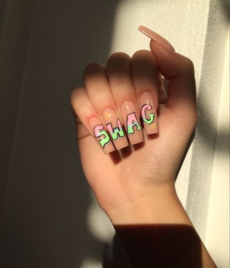 Grafitti Nails, Nude Acrylic Nails, Nail Idea, Nail Ideas, Nail Inspo, Acrylic Nails, Nail Art, Nails, Quick Saves