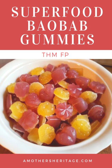 Superfood Baobab Gummies | THM FP - A Mothers Heritage Trim Healthy Mama Recipe, Trim Healthy Mama Dessert, Trim Healthy Recipes, Trim Healthy Mama Plan, Trim Healthy Momma, Healthy Sweet Snacks, Trim Healthy Mama Recipes, Mama Recipe, Thm Desserts