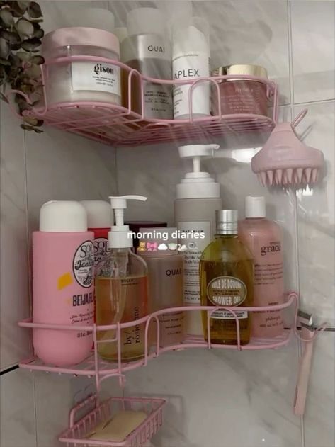 Girly Bathroom, Girl Apartment, Girly Apartments, Shower Organization, Dream Apartment Decor, Aesthetic Bathroom, Future Apartment Decor, Shower Skin Care, Girls Bathroom