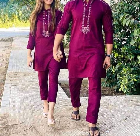 Couple Dressing Matching Pakistani, Husband Wife Matching Dress Indian, Couple Matching Outfits Pakistani, Couple Kurta And Kurti, Couple Kurta Design, Couple Dress Matching Indian Casual, Couple Dress Matching Indian Simple, Couple Matching Outfits Indian, Couple Dress Matching Indian