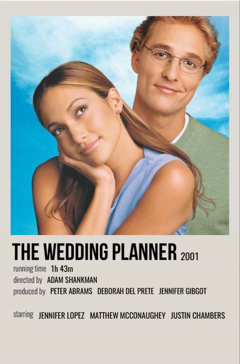 minimal polaroid movie poster for the wedding planner He's All That Movie, The Wedding Planner Movie, You Again Movie, Matthew Mcconaughey Movies, The Proposal Movie, Movie Recs, Movie Vibes, Polaroid Movie Poster, Romcom Movies