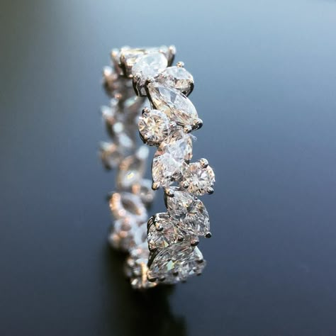 Tilted marquise and round diamond eternity band #diamonds #eternityband #wedding #beautiful #marquise #platinum #custom #bling #instabling Nugget Jewelry, Round Diamond Eternity Band, Cz Rings, Gorgeous Rings, Zirconia Rings, Eternity Rings, Bridal Wedding Rings, Gold Nugget, Engagement Rings Marquise