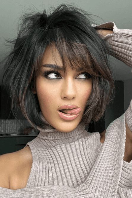 french bob, short hairstyles, chic haircuts Voluminous Bangs, Chic Bob Haircut, Haircut Ideas With Bangs, French Bob With Bangs, French Bob Hairstyles, Layered Shaggy Bob, Black Short Bob, Straight Across Bangs, Bob With Fringe