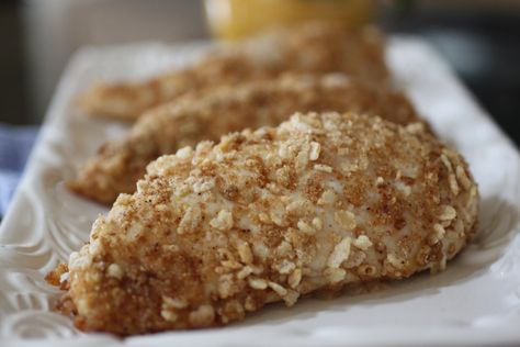 Baked Rice Krispie Chicken-Cheery Kitchen Recipes With Rice Krispies, Chicken Breast Recipes With Rice, Rice Krispie Chicken, Baked Chicken With Rice, Chicken Breast With Rice, Recipes With Rice, Chicken Rice Bake, Rice Krispies Recipe, Chicken With Rice