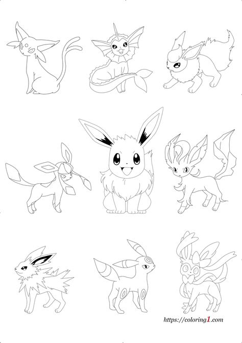 Pokemon Eevee Evolutions Family Coloring Pages - 2 Free Coloring Sheets (2021) Pikachu Pixel, Pikachu Coloring, Pokemon Coloring Sheets, Zicxa Photos, Evolution Tattoo, Pikachu Coloring Page, 150 Pokemon, Legendary Pokemon, Pokemon Eevee Evolutions