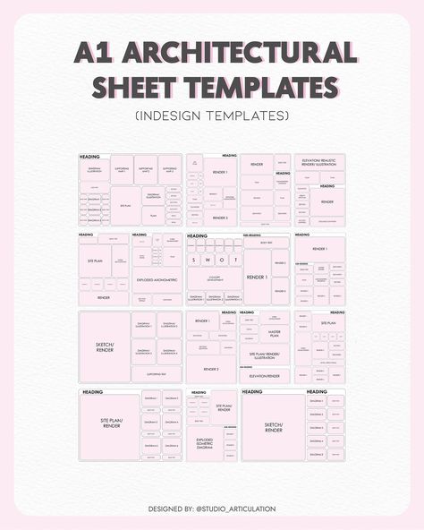 Introducing our Architectural Sheets Template Pack, ( link in bio)meticulously crafted to elevate the presentation standards for architecture students during their jury sessions. With 15 meticulously designed sheets, this pack offers a comprehensive range of templates to suit various architectural projects. Each template is optimized for A1 size, ensuring clarity and professionalism in every presentation. Designed with the discerning architect in mind, our templates are available in Adobe In... Architectural Technologist Portfolio, Architecture Sheet Template, Concept Sheet Architecture Student Ideas, Concept Sheet Interior Design Student, Architectural Thesis Presentation Sheets, Architectural Sheet Presentation Layout, Literature Study Sheets Architecture, Interior Design Sheets Presentation, Architecture Sheet Presentation Handmade