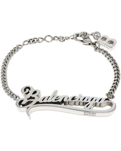 Balenciaga Typo Valentine Brass Bracelet Balenciaga Jewelry, Pandora Bracelet Charms Ideas, Xoxo Jewelry, Latest Bracelets, Logo Jewelry, Wave Bracelet, Bracelet In Silver, Dope Jewelry, Pandora Bracelet Charms