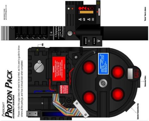 PAPERMAU: Ghostbusters - Proton Pack Paper Model - by Mackenzie Yeung Ghostbusters Firehouse, Ghostbusters Proton Pack, Ghostbusters Stay Puft, Proton Pack, Paper Toys Template, 3d Svg, Paper Model, Paper Toys, Paper Models