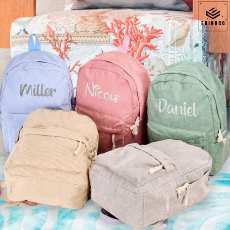 Elevate your child's school essentials with our custom name embroidered corduroy kids backpack. Crafted from high-quality corduroy, this backpack offers adjustable dual shoulder straps and a top handle for easy carrying. Each piece is handmade with love, making it a one-of-a-kind accessory. Perfect for back-to-school or a cute birthday gift for toddlers. Color variations may occur. #PersonalizedBackpack #KidsStyle #BacktoSchool #ToddlerGifts Corduroy Backpack, Kids Corduroy, Embroidered Corduroy, Embroidered Backpack, Girls Backpack, Cute Backpack, Toddler School, Cute Birthday Gift, Personalized Backpack