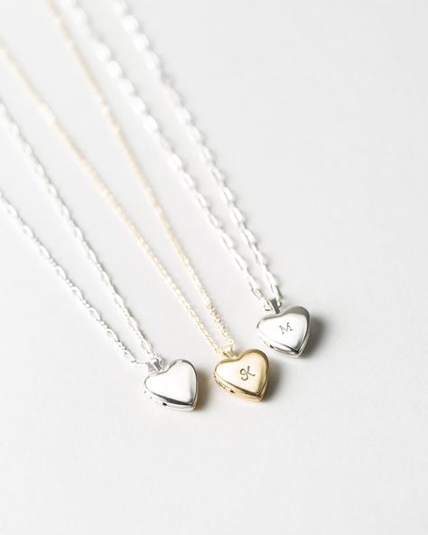 Material: 14k Gold Fill, 14k Solid Gold; plp_main Tiny Notes, Sterling Silver Locket Necklace, Sweet Necklace, Silver Locket, Heart Locket Necklace, Favorite Flower, Gold Locket, Silver Lockets, Heart Locket