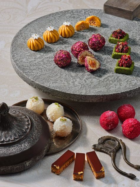 7 luxury mithai makers in India changing the sweets scene Mithai Photography, Luxury Mithai, Dessert Hampers, Ganpati Modak, Indian High Tea, Best Nutella Recipes, Dry Fruits Box, Diwali Mithai, Diwali Special Recipes