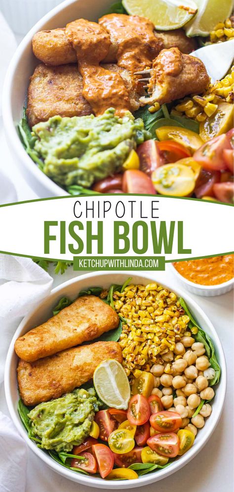 If you think working from home means having a boring lunch, then this one-pan meal might change your mind! Chipotle Fish Bowl can be ready in 30 minutes. With a medley of colorful and flavorful summer ingredients, this filling homemade salad will brighten up your menu! Nautical Bowls Recipe, Fish Bowl Recipe, Chipotle Fish, Summer Ingredients, Healthy Seafood Dishes, Delicious Seafood Recipes, Seafood Recipes Healthy, Healthiest Seafood, Chipotle Sauce