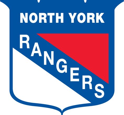 North York Rangers Logo Primary Logo (2006/07-Pres) - SportsLogos.Net Hockey Logos, Virtual Museum, Sports Logos, Sports Logo, Social Media Graphics, On Display, Allianz Logo, Hockey, It Cast