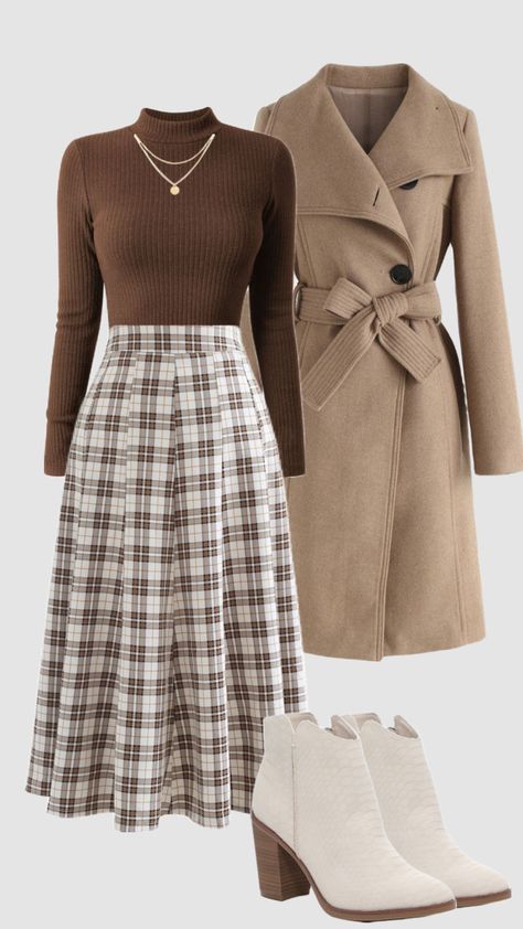 Modest Fall Outfits, Modest Outfit Ideas, Modesty Outfits, Cute Modest Outfits, Elegantes Outfit, Modest Fashion Outfits, Plaid Skirt, 여자 패션, Fall Fashion Outfits