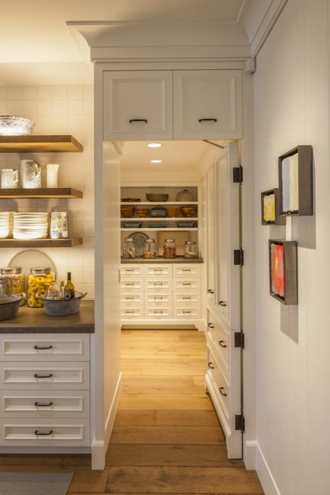 Disappearing Pantry - Fine Homebuilding Pantry With Freezer Chest, House Renovation Projects, Hidden Pantry, Pantry Room, Desain Pantry, Kabinet Dapur, Home Building Tips, Kitchen Pantry Design, Pantry Design