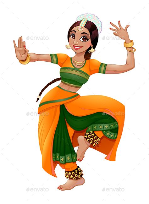 Indian Dancer - Characters Vectors Indian Drawing, Indian Classical Dancer, Woman Dancing, Indian Illustration, Dancing Drawings, Indian Classical Dance, Dancers Art, Dance Paintings, Female Dancers