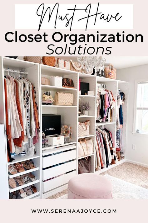 If you're looking for closet organization ideas to transform your small walk-in closet this year, check out these awesome must have closet organization tips. These organization ideas for the home will completely declutter your bedroom closet or linen closet. Home Office Closet Ideas, Wooden Wardrobe Ideas, In Closet Office, Closet Office Space, Walk In Closet Office, Small Walkin Closet, Office Closet Ideas, Closet Organization Solutions, Small Walk In Closet Organization