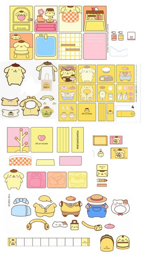 Printable Paper Toys Templates, Paper Toy Printable, Squishies Diy, Paper Doll Printable Templates, Hello Kitty Printables, Cute Easy Doodles, Hello Kitty Crafts, Paper Dolls Diy, Paper Toys Template