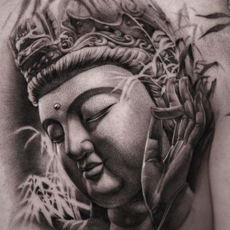 Buhda Art Tattoo, Buddha Temple Tattoo, Buda Tattoo Design Mandalas, Buddha Face Tattoo, Realism Buddha Tattoo, Buddhism Tattoo, Budha Art, Buddha Tattoo Design, Buddha Art Drawing