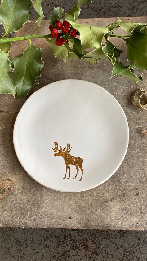 Excited to share the latest addition to my #etsy shop: Gold Deer, Moose, Elk Plate, Woodland Christmas Ring Holder, Nature Lover Ceramic Dish, Antler Decor, Wild Animal Pottery, Deer Plate, Animal Pottery, Ceramic Ring Holder, Antler Decor, Pottery Ring, Painted Ceramic Plates, Gold Deer, Handmade Ceramics Plates, Christmas Ring