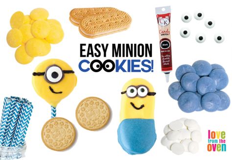 Easy Minion Cookies Pop Minion, Minion Cookies, Cookies Love, Love From The Oven, Minion Birthday Party, Beach Birthday Party, Best Party Food, Cookie Brownie Bars, Cookies Easy