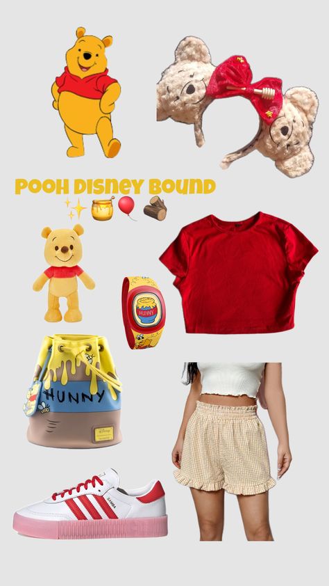 Pooh Disney Bound Pooh Disneybound, Disney Bonding, Eeyore Costume, Universal Outfits, Bounding Outfits, Animal Kingdom Outfit, Disney Pjs, Disney Park Outfit, Disney Character Outfits