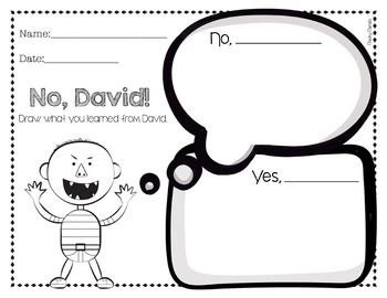 No David - Drawing Activity FREE No David Worksheet, David Goes To School Craft, No David Craft, No David Activities Preschool, No David Activities Kindergarten, No David Activities First Grade, David Goes To School Activities, David Goes To School Anchor Chart, No David Activities