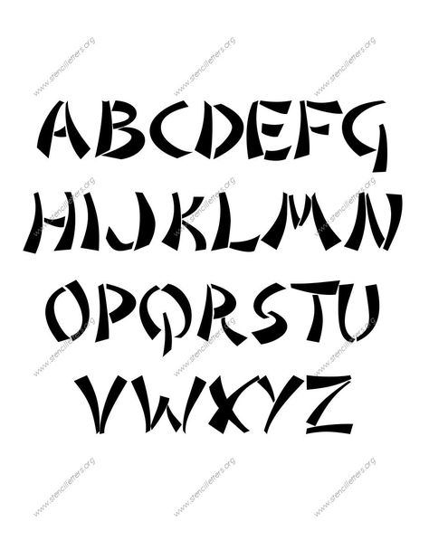 Asian Novelty A to Z uppercase lowercase letter stencil set Alphabet Japanese, Asian Font, Letter Writing Examples, Cute Fonts Alphabet, Letras Cool, Stencil Letters, Calligraphy Fonts Alphabet, Graffiti Lettering Fonts, Number Stencils