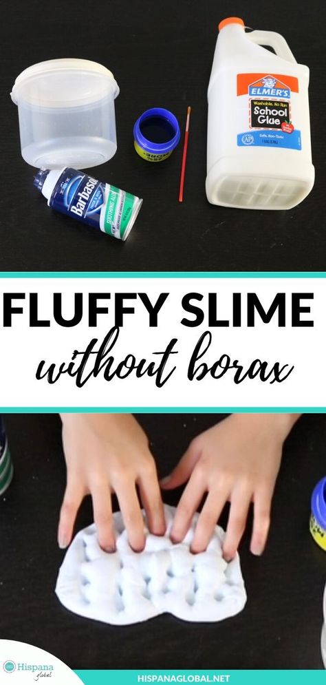 Slime With Shaving Cream, Slime With Contact Solution, Slime Kids, Slime Without Borax, Ways To Make Slime, Borax Uses, Ghostbusters Party, Fluffy Slime Recipe, Making Fluffy Slime