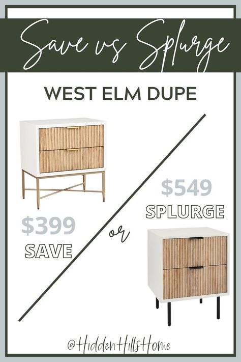 Save vs Splurge Quinn Nightstand Dupe West Elm Quinn, West Elm Nightstand, Save Vs Splurge, West Elm Furniture, Home Decor Sale, West Elm, Price Tag, Magazine Rack, Bedroom Furniture