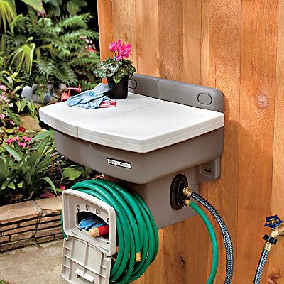 Outdoor Garden Sink $99.00 Outdoor Garden Sink, Clean Garden Tools, Outdoor Sink, Garden Sink, Door Garden, Outdoor Sinks, Better Homes And Garden, School Garden, Outdoor Tools