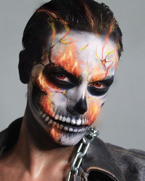 Scary Makeup Looks Halloween Ideas Men, Men's Halloween Makeup, Cool Halloween Makeup Men, Halloween Face Makeup Men, Halloween Makeup Looks Men, Halloween Face Paint For Men, Halloween Man Makeup, Scary Halloween Makeup For Men, Men’s Halloween Makeup