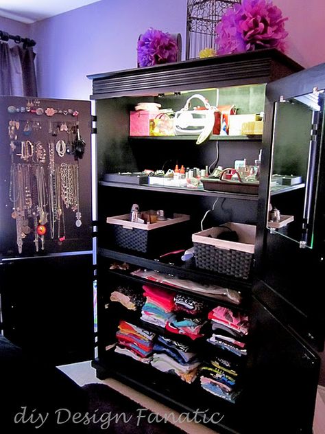 Repurposed a TV/entertainment center into an Organized Armoire Old Entertainment Centers, Tv Armoire, Real Estat, Design Blogs, Decoration Inspiration, The Closet, My New Room, Entertainment Center, New Room