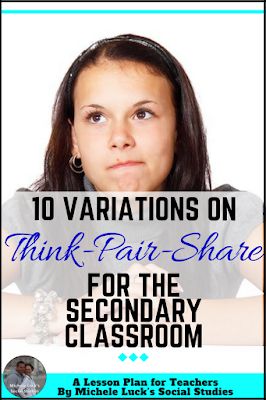 Activity ideas and variations on using Think-Pair-Share in the middle or high school classroom for better student analysis and content learning. Think Pair Share, Teaching Secondary, Secondary Classroom, Classroom Strategies, Social Studies Teacher, Teacher Lesson Plans, Instructional Strategies, Instructional Coaching, High School Classroom