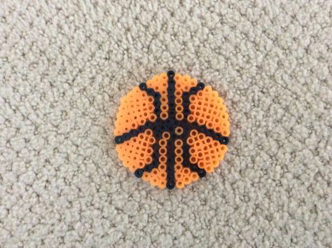 Perler beads basketball Perler Beads Basketball, Hama Beads, Perler Beads, Peace Symbol, Acrylic Painting, Basketball, Beads, Art